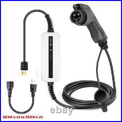 16A EV Charger Electric Car Portable Charging Cable NEMA6-20 EVSE 110V-220V 25FT