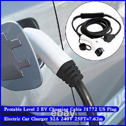 32A 240V EV Charging Cable J1772 US Plug Electric Car Charger 25FT