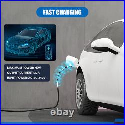 7KW 32A Electric Car Charger EV Portable Fast Charger Level2 110V SAE J1772 IP67